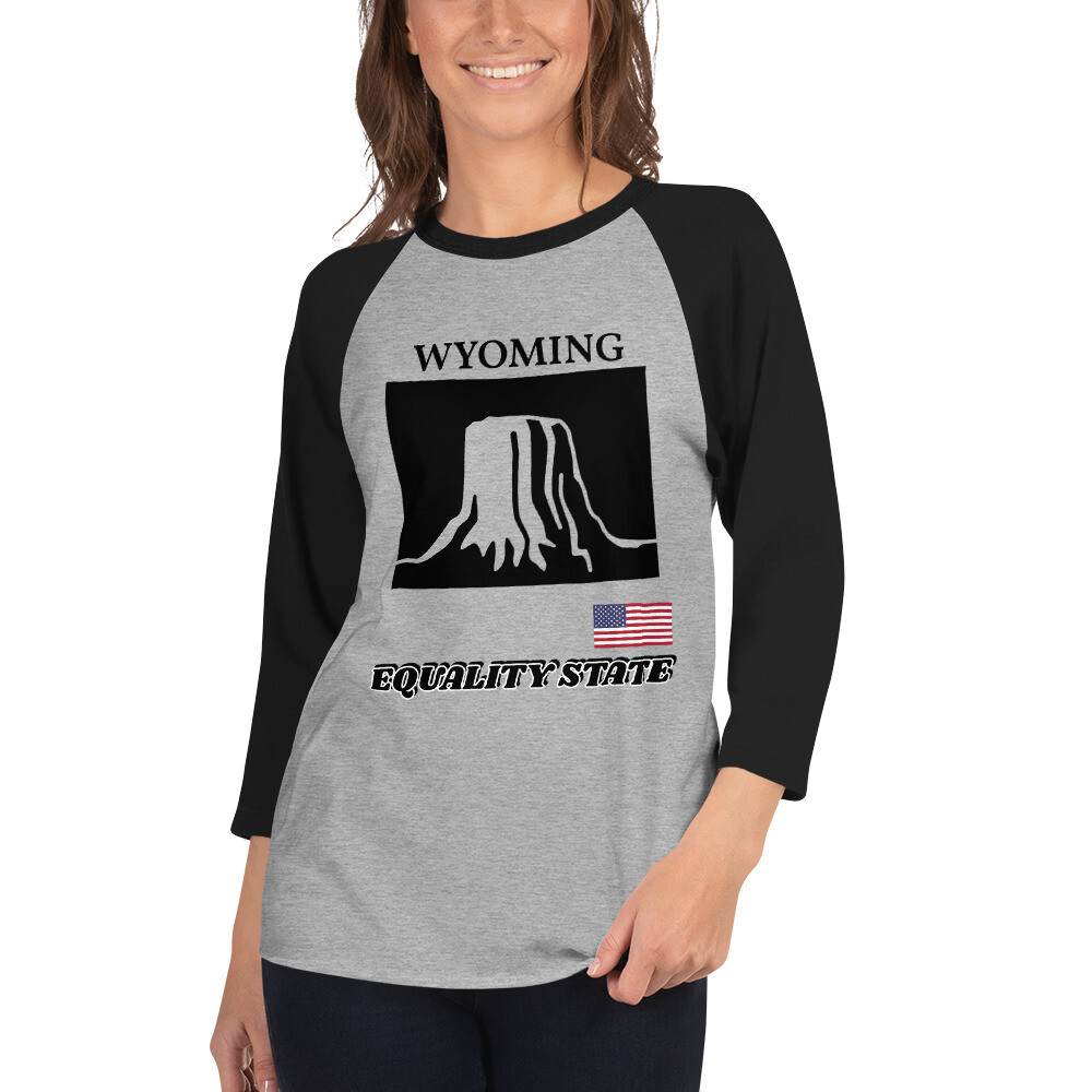 WYOMING-3/4 sleeve raglan shirt, Color: Heather Grey/Black, Size: XS