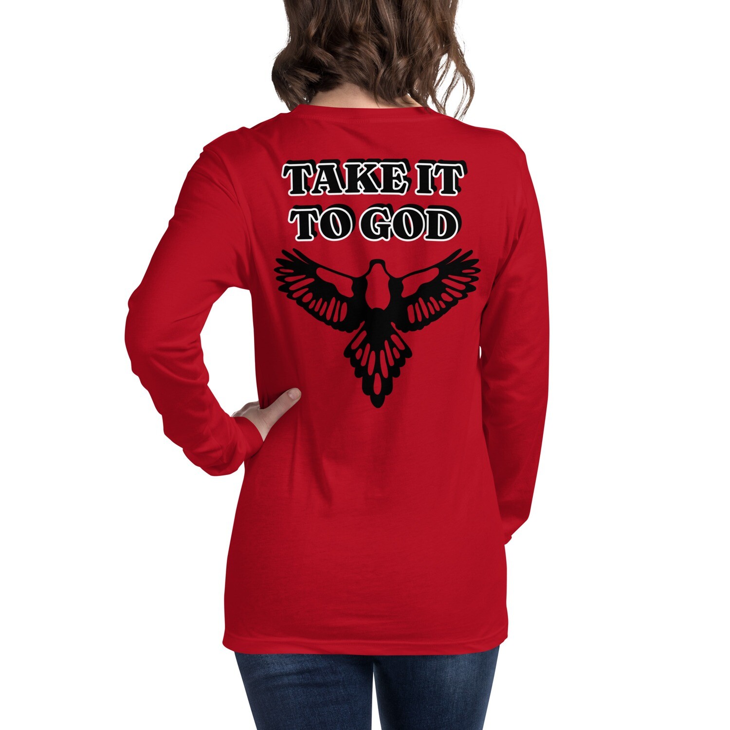 FAITH MOVES-Unisex Long Sleeve Tee, Color: Red, Size: XS