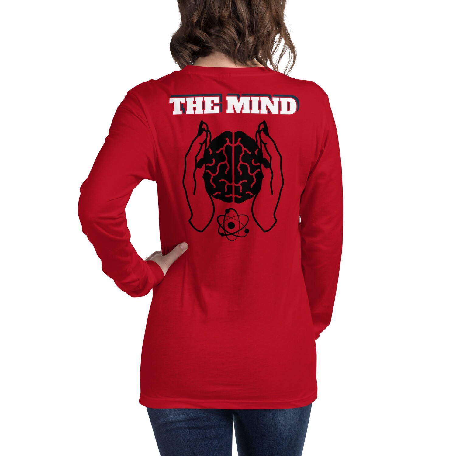 THE MIND-Unisex Long Sleeve Tee, Color: Red, Size: XS