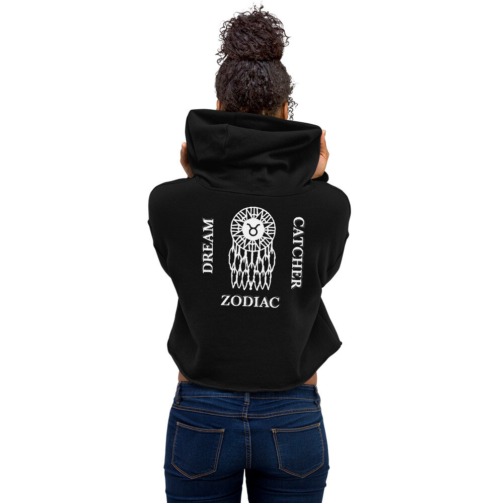 TAURUS ZODIAC-Crop Hoodie, Color: Black, Size: S