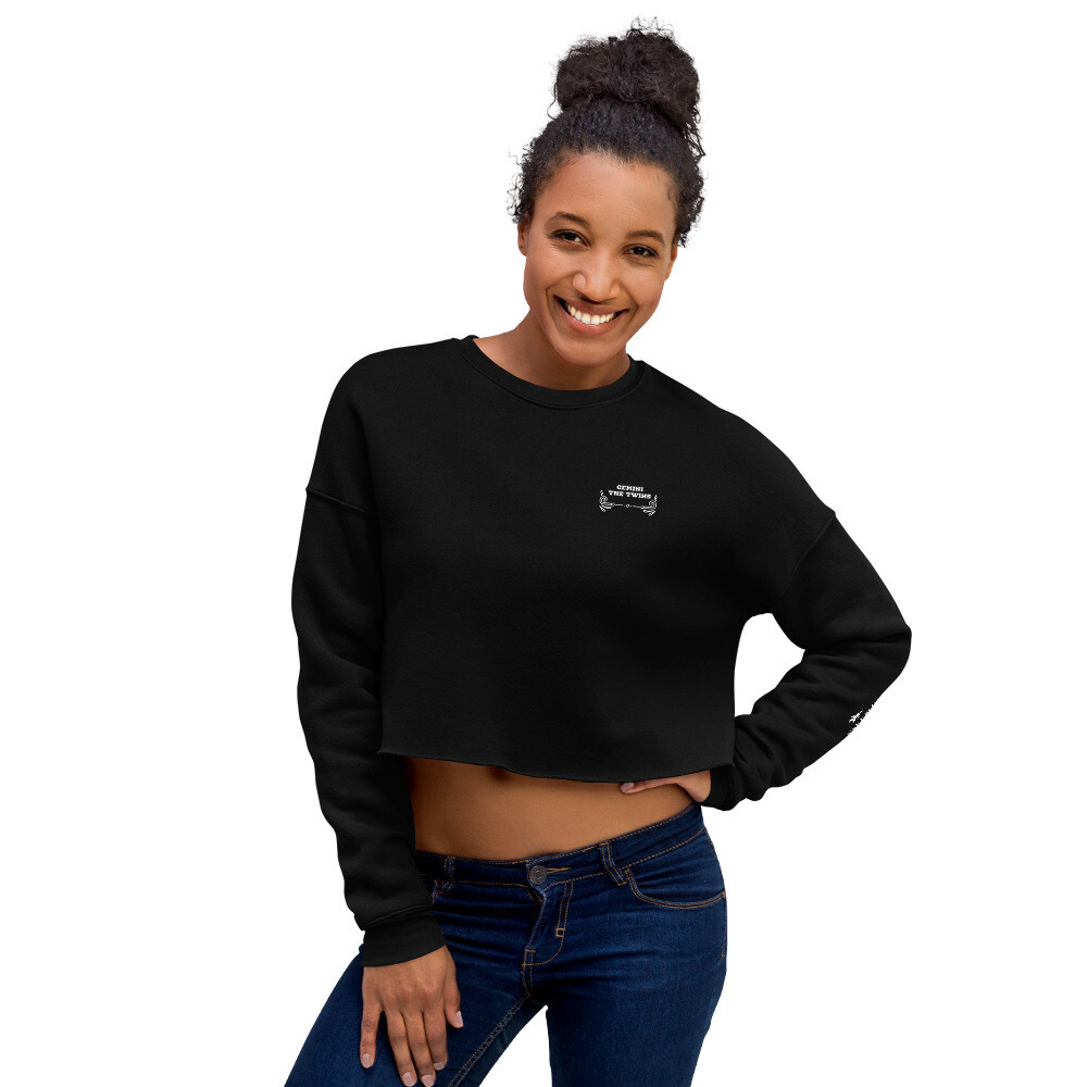 GEMINI ZODIAC-Crop Sweatshirt, Color: Black, Size: S