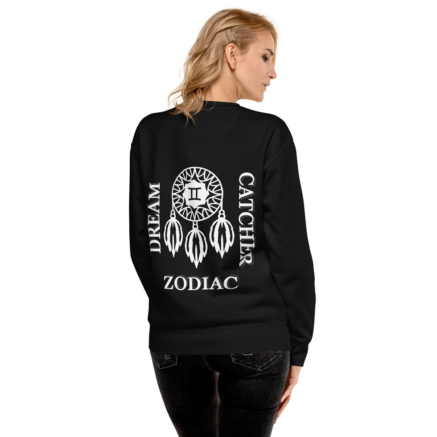 GEMINI ZODIAC-Unisex Premium Sweatshirt, Color: Black, Size: S