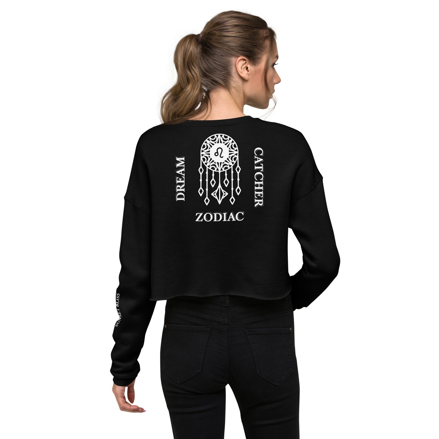 LEO ZODIAC-Crop Sweatshirt, Color: Black, Size: S