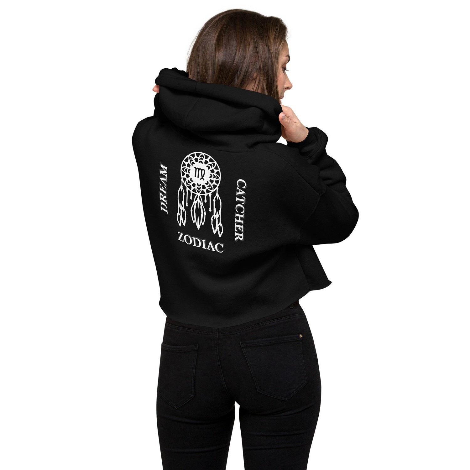 VIRGO ZODIAC-Crop Hoodie, Color: Black, Size: S