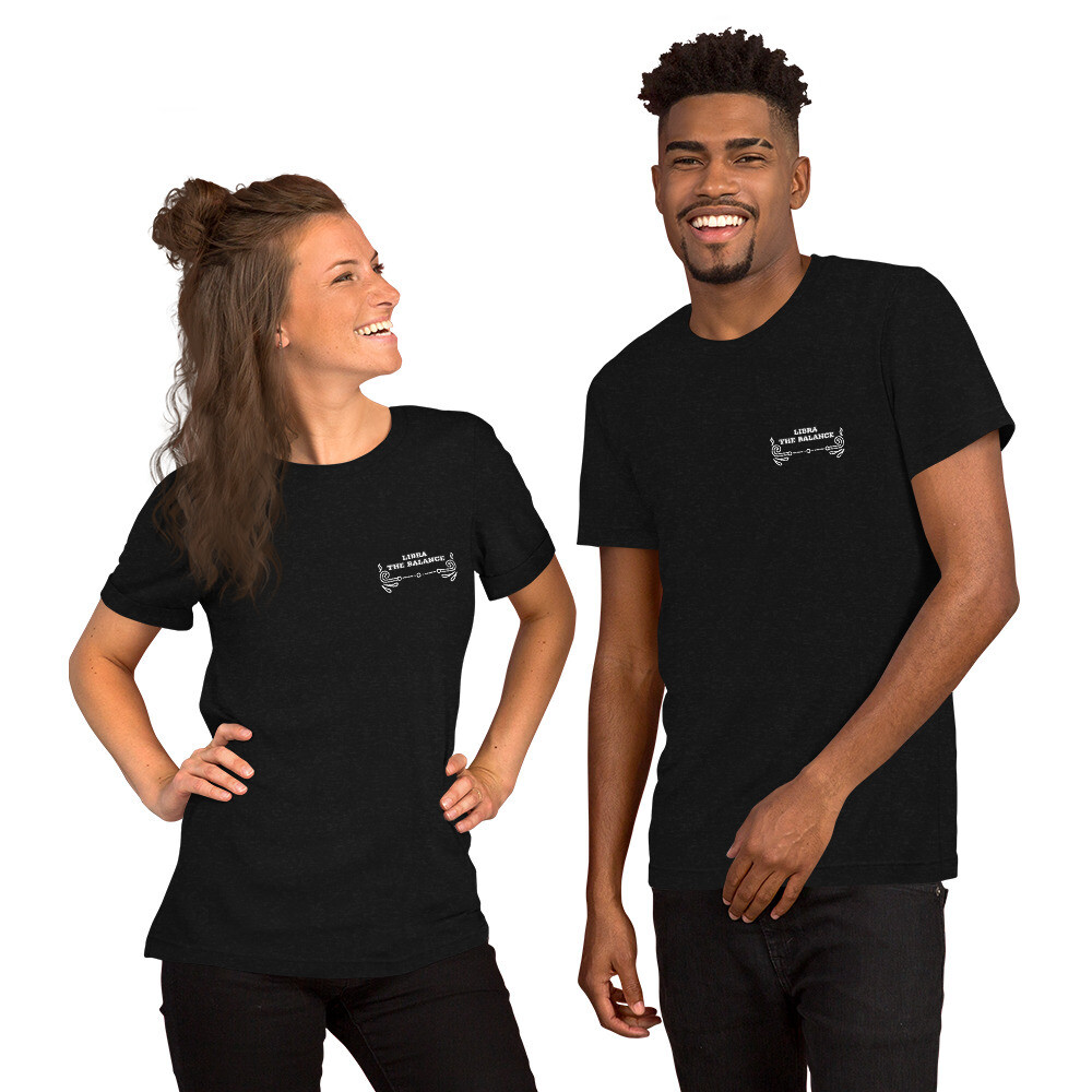 LIBRA ZODIAC-Short-sleeve unisex t-shirt, Color: Black Heather, Size: S