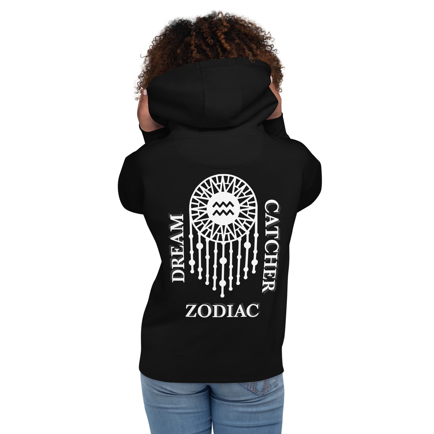 AQUARIUS ZODIAC-Unisex Hoodie, Color: Black, Size: S
