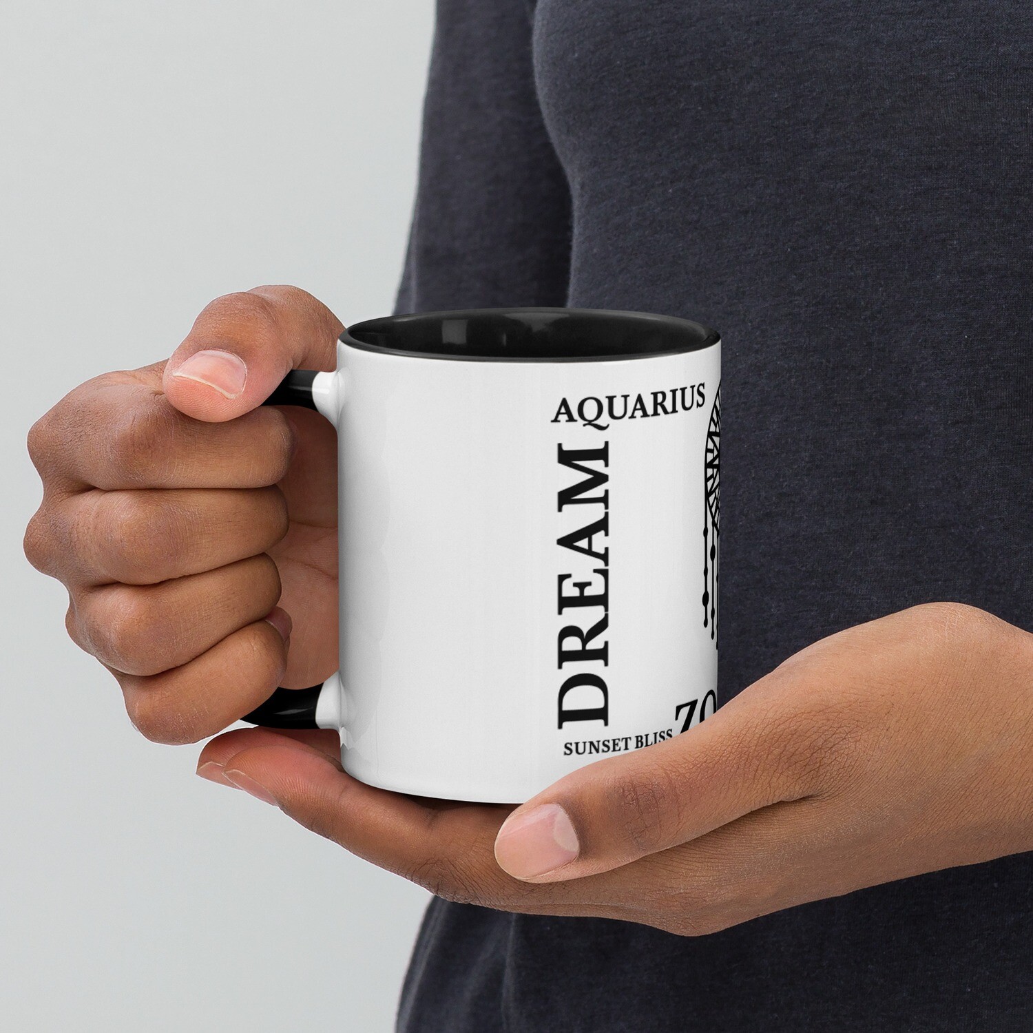 AQUARIUS ZODIAC-Mug with Color Inside, Color: Black