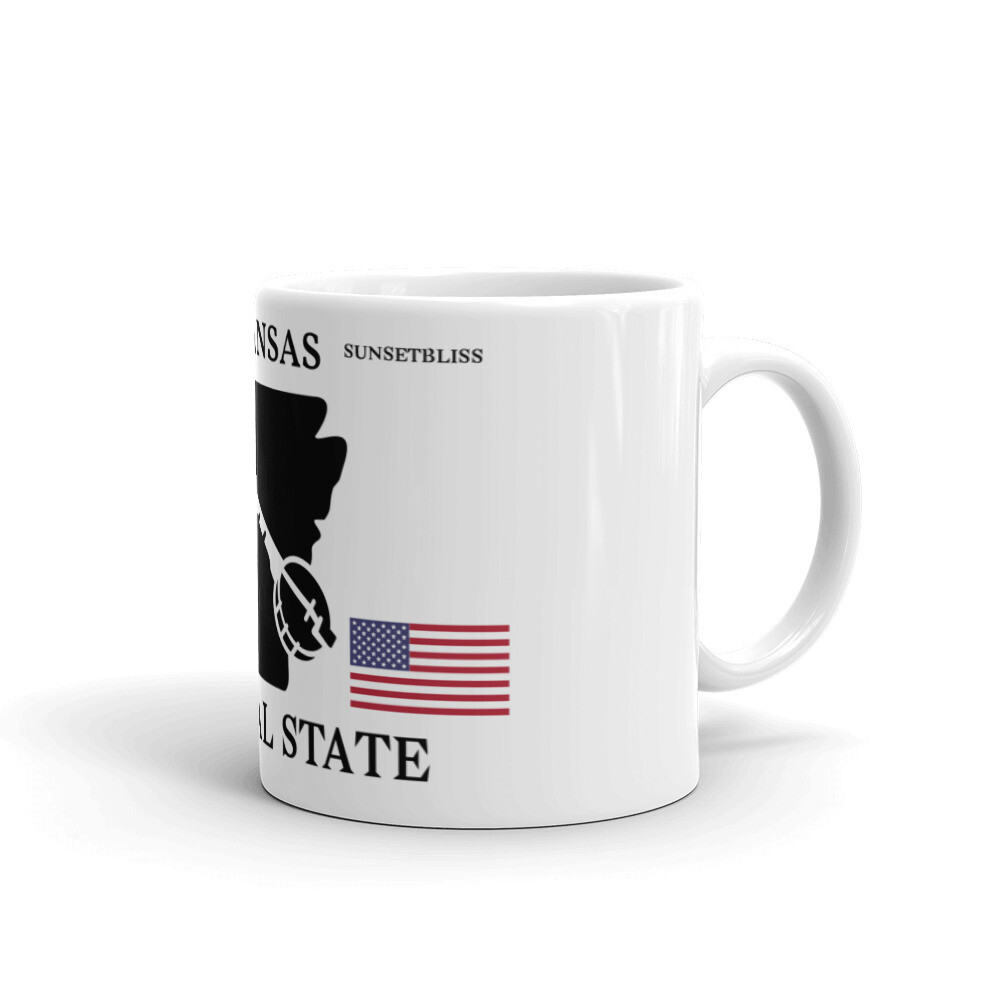 ARKANSAS-White glossy mug, Size: 11oz