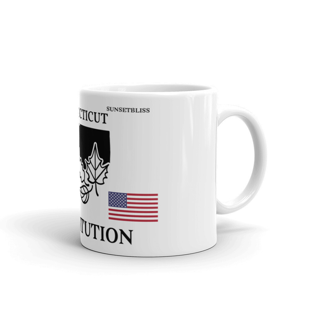 CONNECTICUT-White glossy mug, Size: 11oz