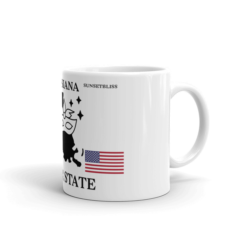 LOUISIANA-White glossy mug, Size: 11oz