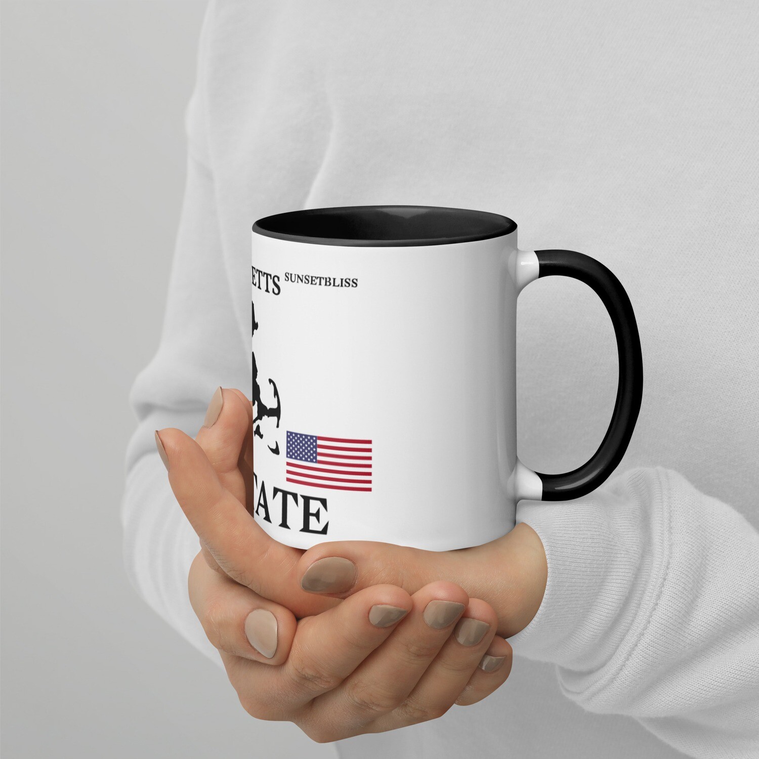 MASSACHUSETTS-Mug with Color Inside, Color: Black