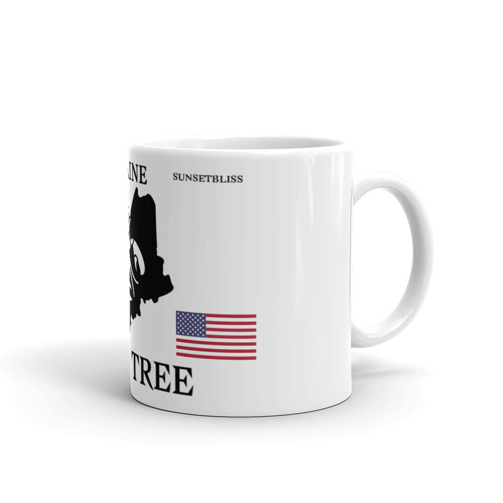 MAINE-White glossy mug, Size: 11oz