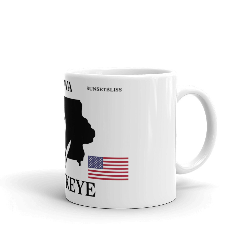 IOWA-White glossy mug, Size: 11oz