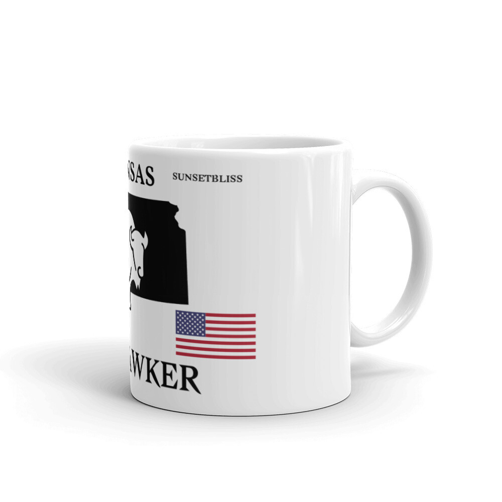KANSAS-White glossy mug, Size: 11oz