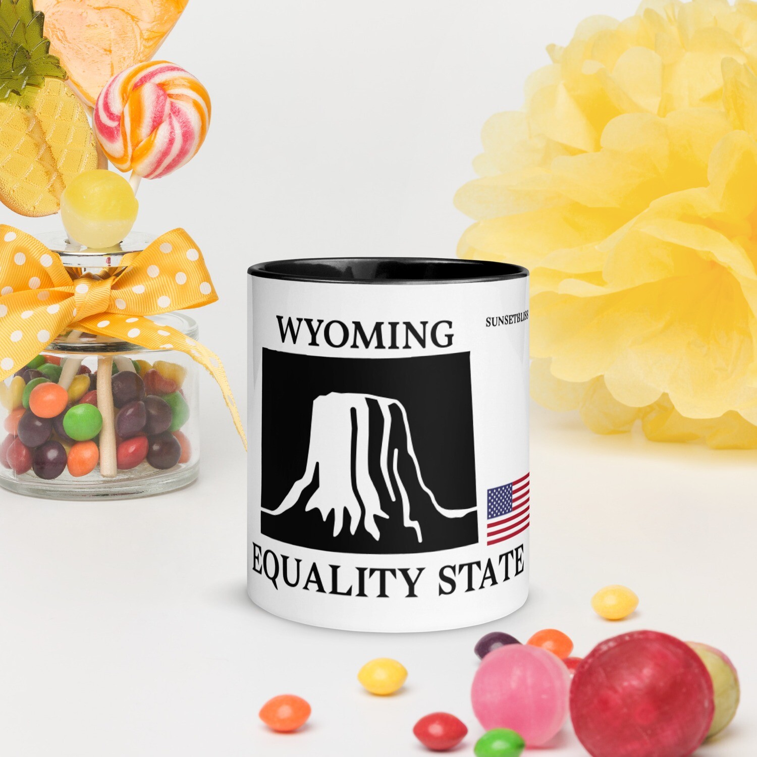 WYOMING-Mug with Color Inside, Color: Black