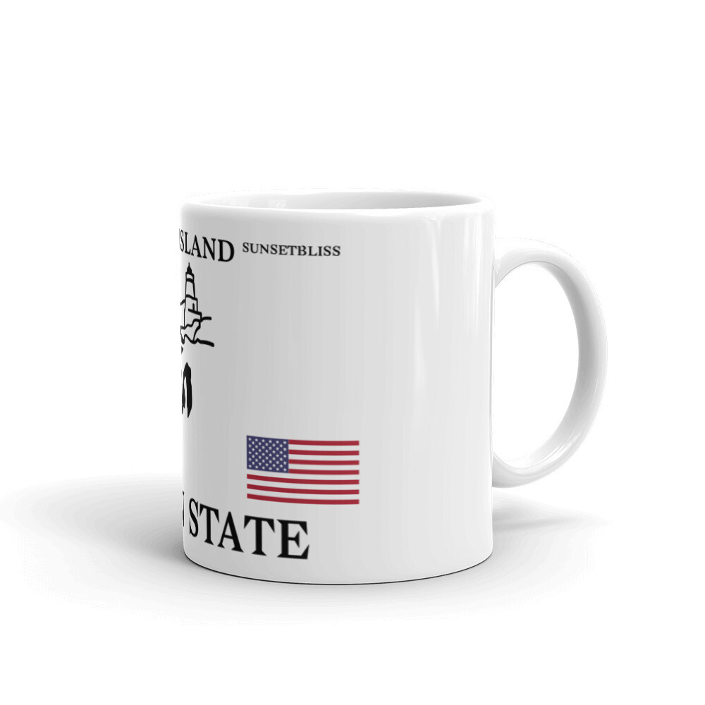 RHODE ISLAND-White glossy mug, Size: 11oz