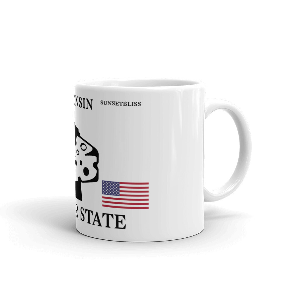 WISCONSIN-White glossy mug, Size: 11oz
