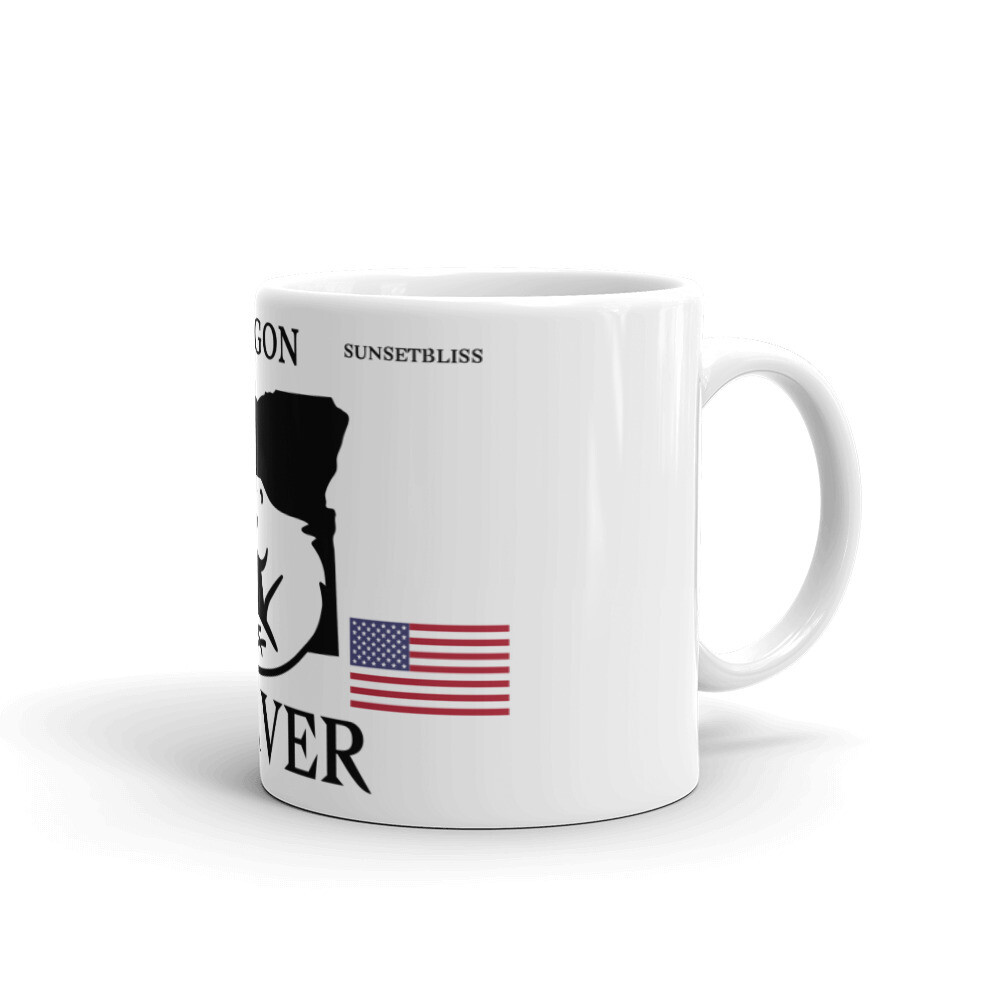 OREGON-White glossy mug, Size: 11oz