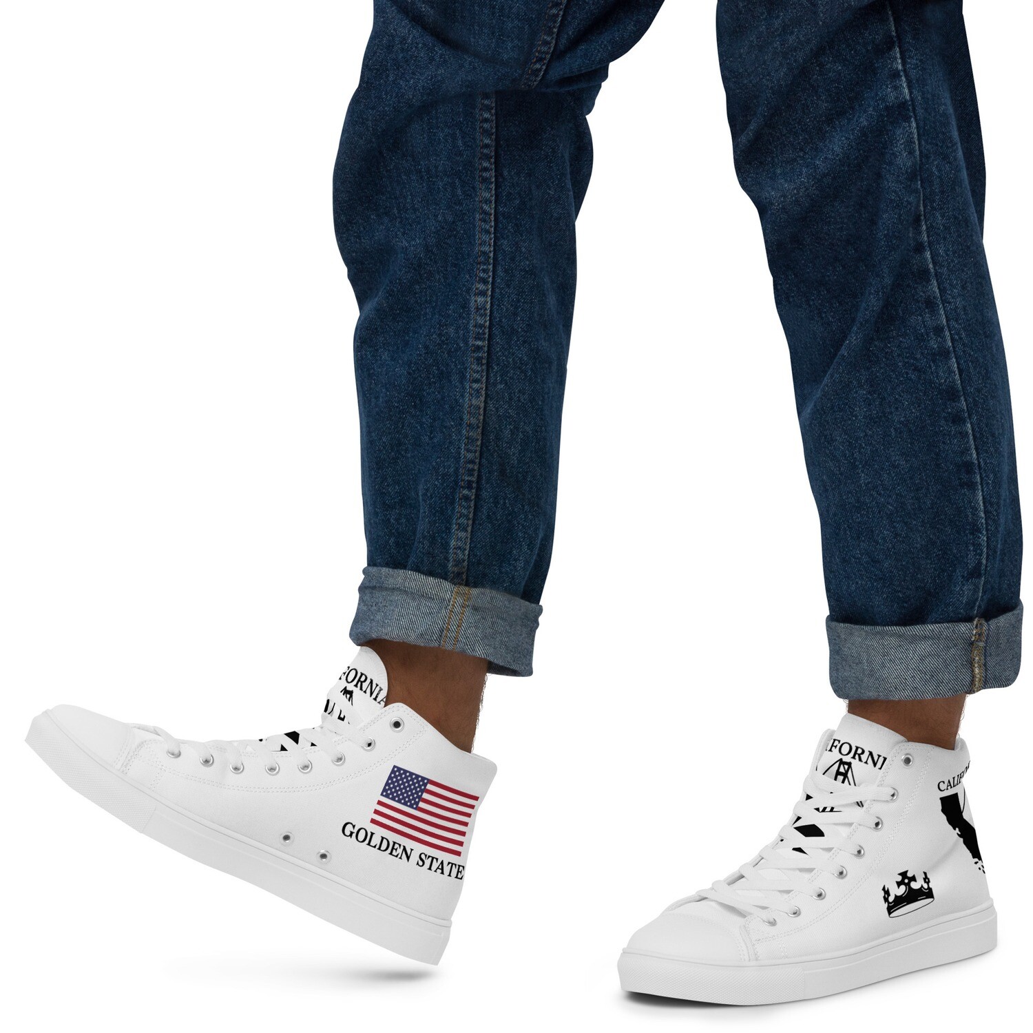 CALIFORNIA-Men’s high top canvas shoes, Size: 5