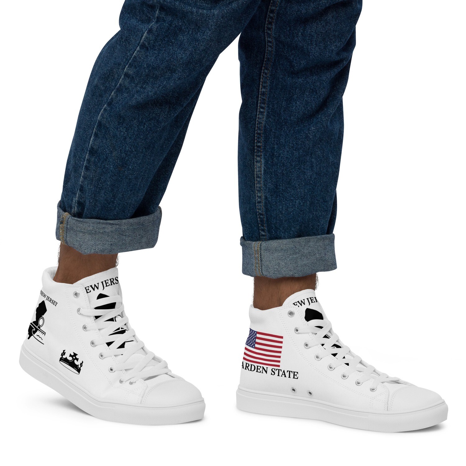NEW JERSEY-Men’s high top canvas shoes, Size: 5
