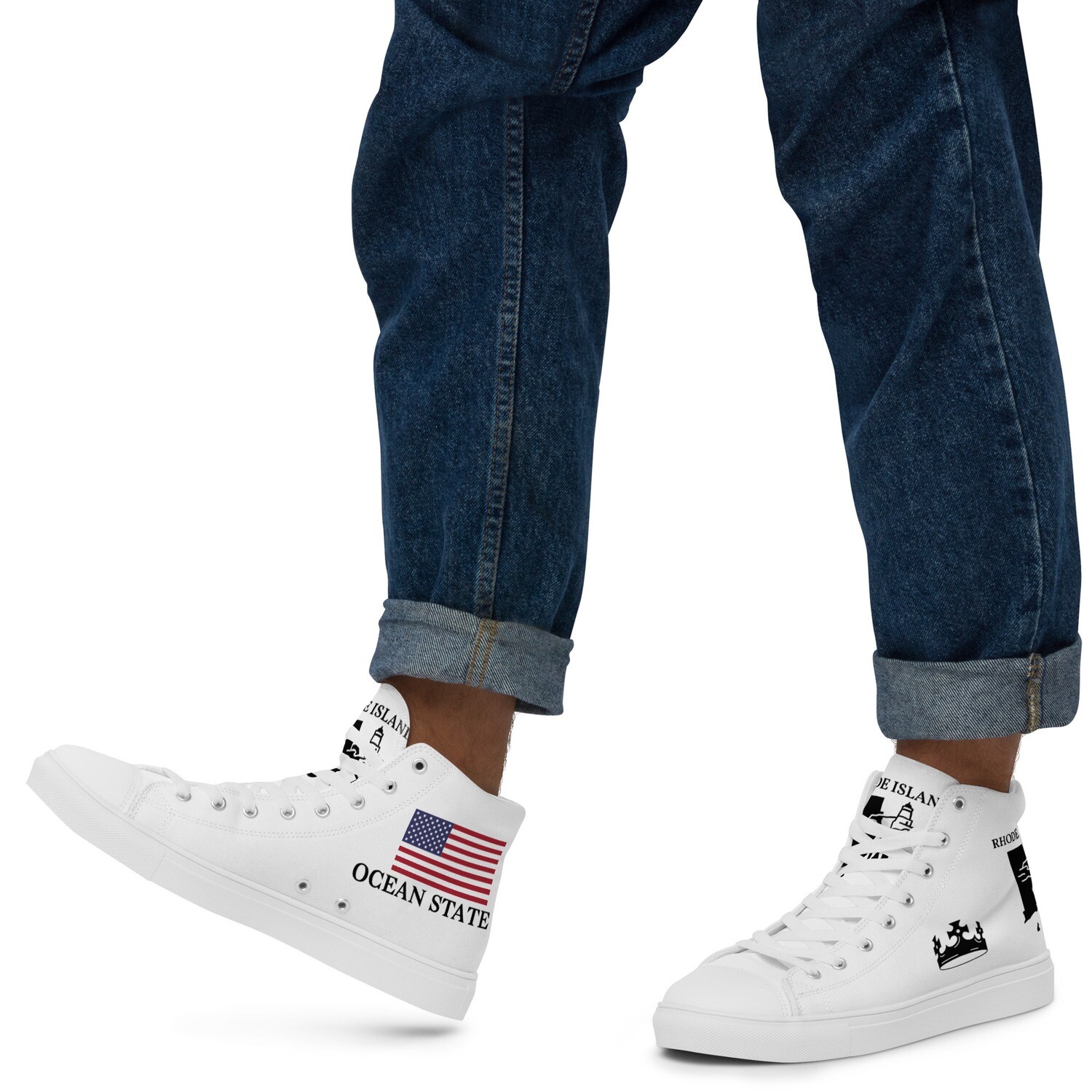 RHODE ISLAND-Men’s high top canvas shoes, Size: 5