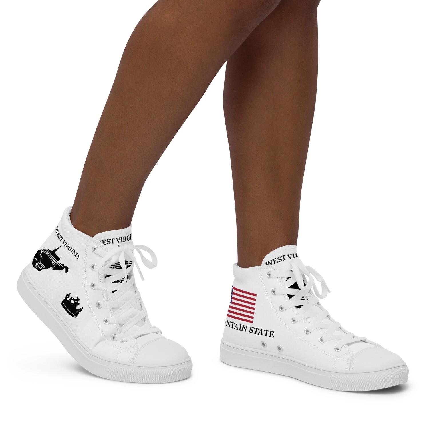 WEST VIRGINIA-Women’s high top canvas shoes, Size: 5