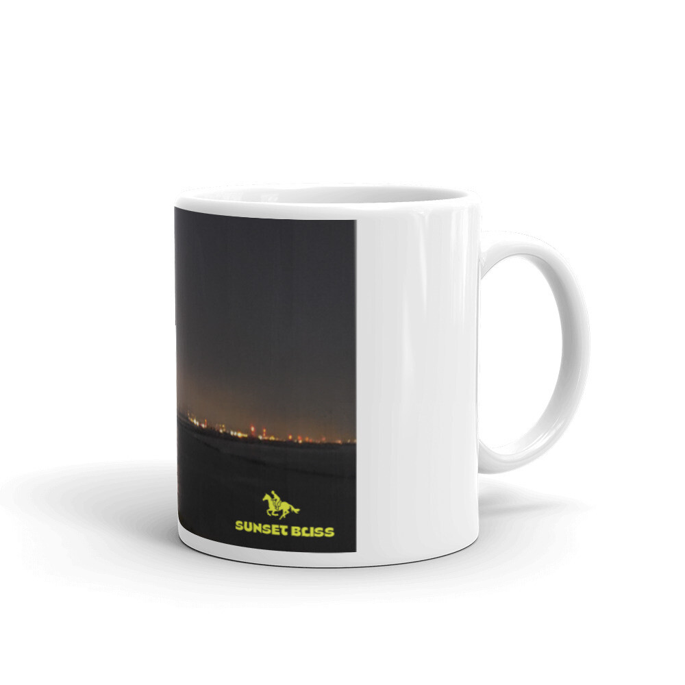 MIDNIGHT BLISS-White glossy mug, Size: 11oz