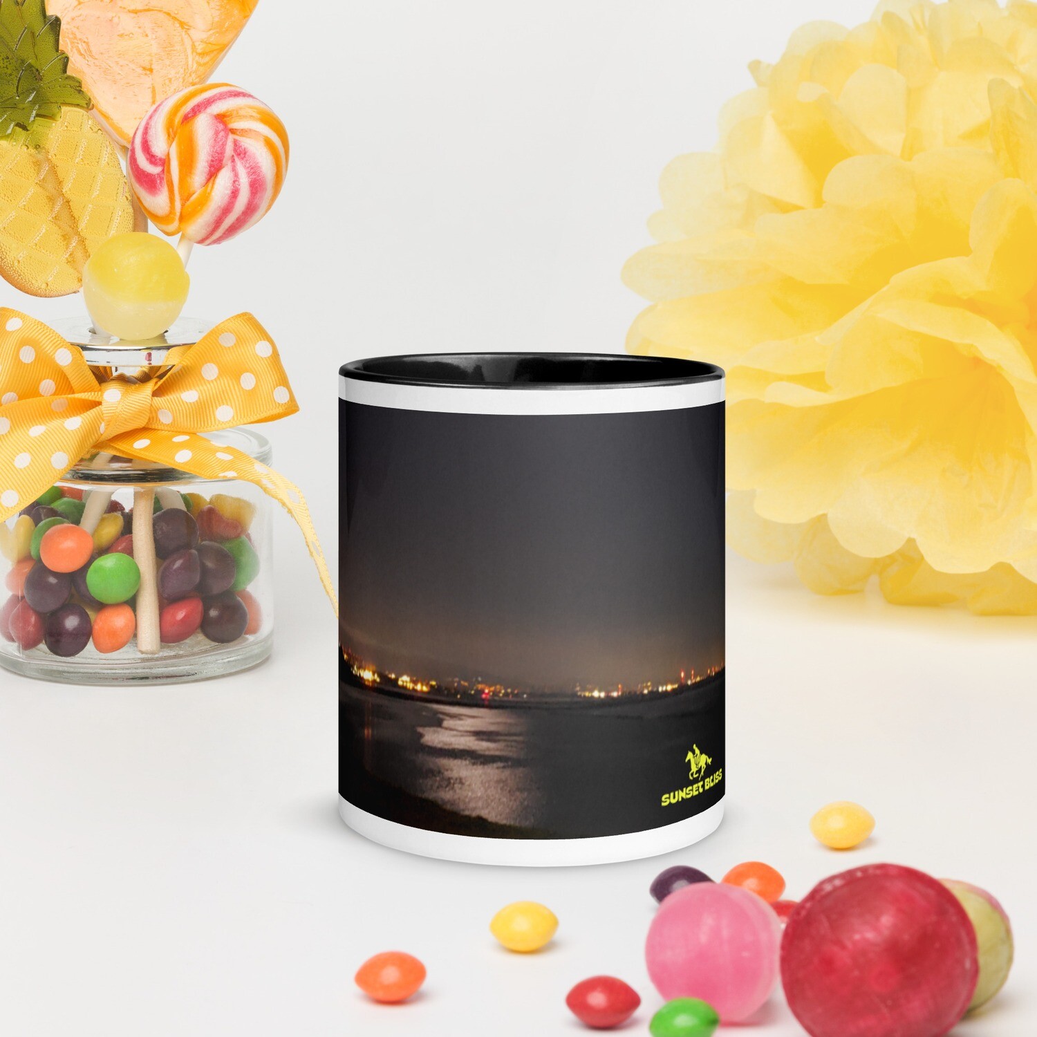 MIDNIGHT BLISS-Mug with Color Inside, Color: Black