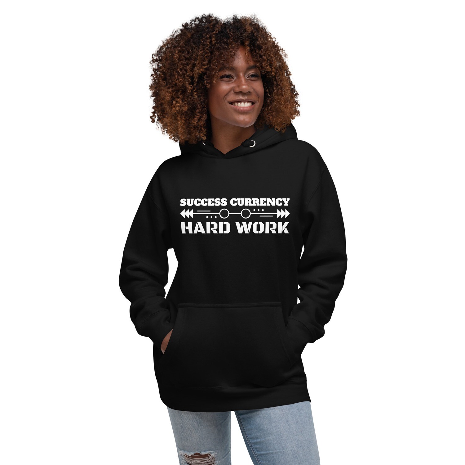 HARD WORK-Unisex Hoodie, Color: Black, Size: S