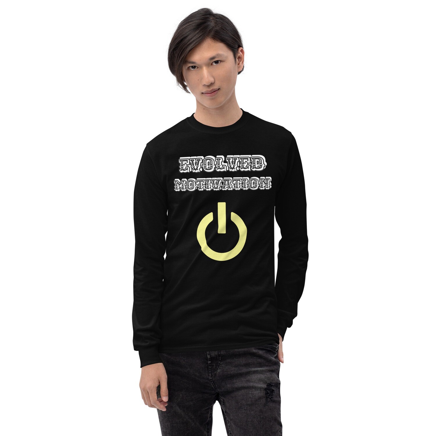 EVOLVED-Men’s Long Sleeve Shirt, Color: Black, Size: S