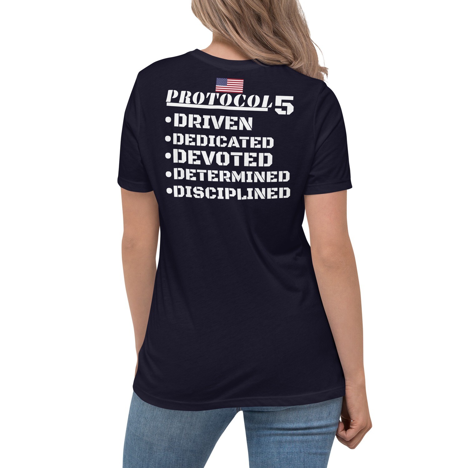 5TH-DV-SQUADRON/PROTOCOL-Women's Relaxed T-Shirt, Color: Navy, Size: S