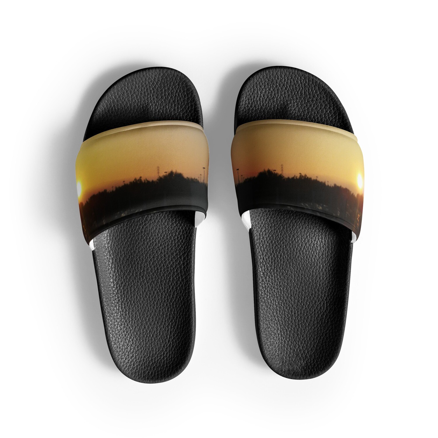 SUNSET BLISS-Men’s slides, Color: Black, Size: 6.5