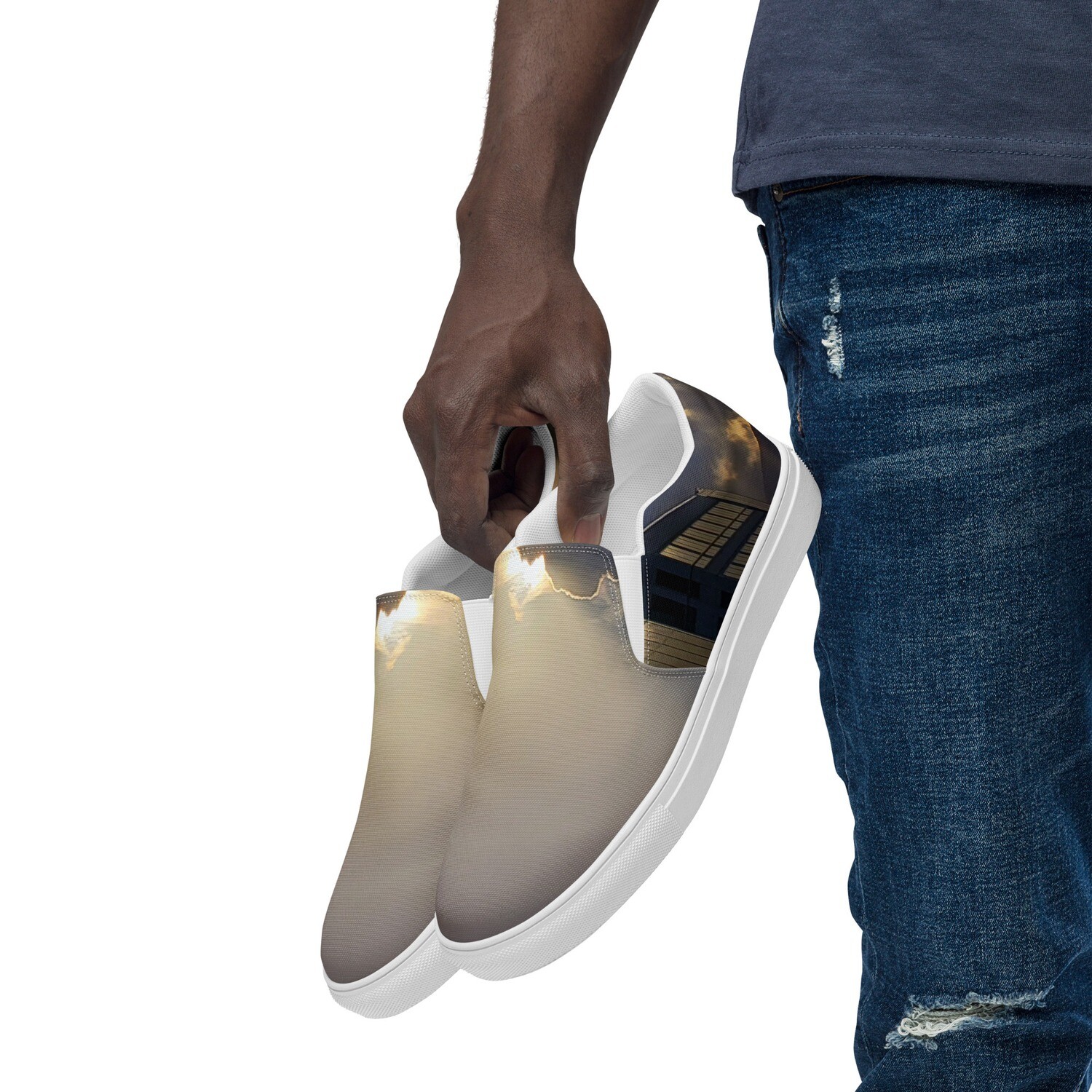 TOP FLIGHT SKYLINE-Men’s slip-on canvas shoes, Size: 5