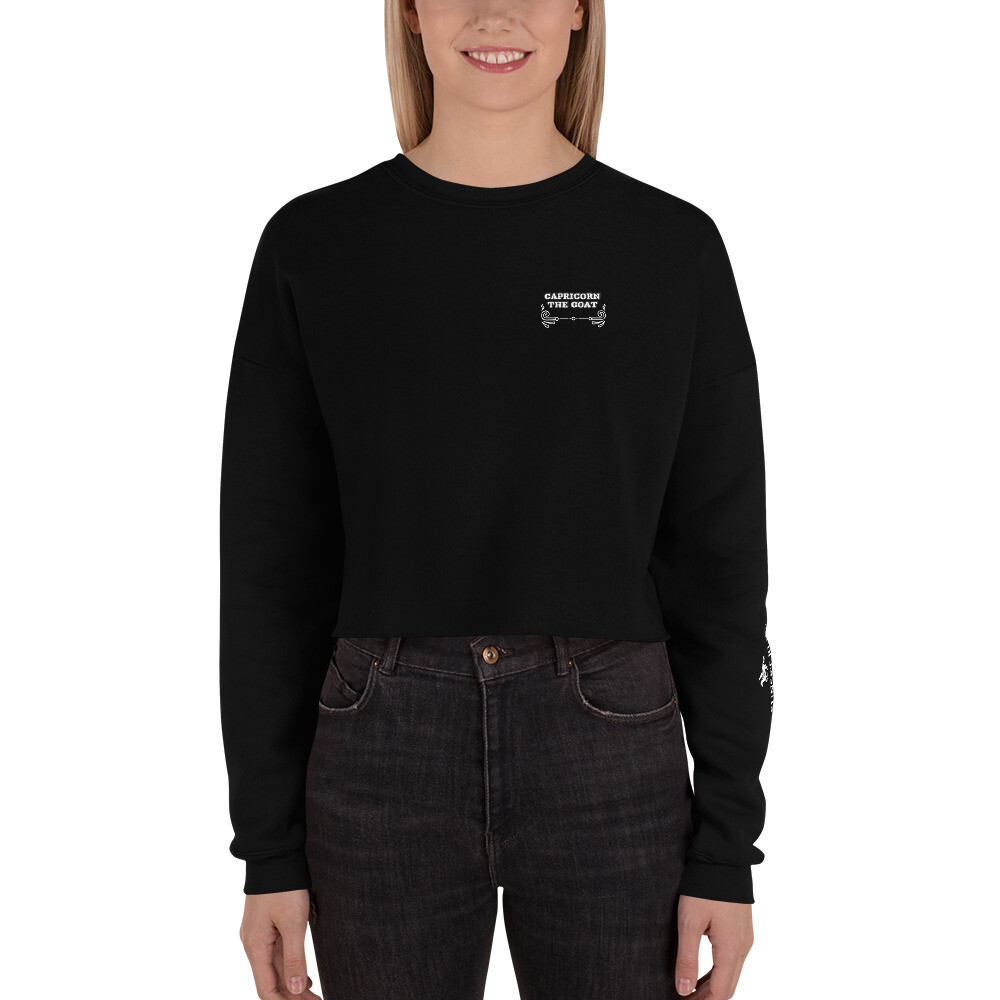 CAPRICORN ZODIAC-Crop Sweatshirt, Color: Black, Size: S