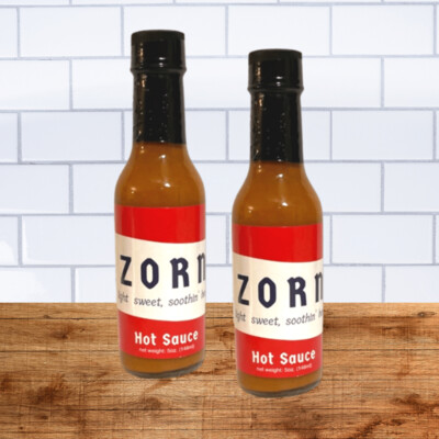 ZORN Hot Sauce, Gourmet Hot Sauce with Carolina Reaper Peppers, Lightly Sweet, Soothin' Heat Awesome Flavor Experience in a Bottle, 2 5 oz. bottles