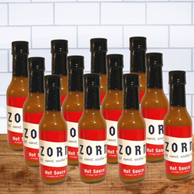 ZORN Hot Sauce - Case, Gourmet Hot Sauce with Carolina Reaper Peppers, Lightly Sweet, Soothin' Heat Awesome Flavor Experience in a Bottle, 12 5 oz. bottles