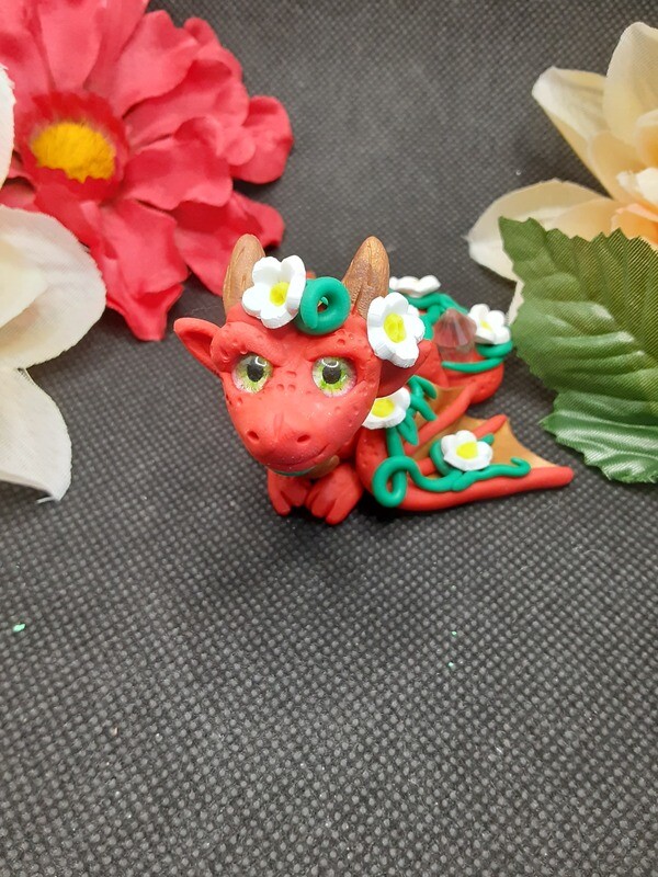 Flower covered dragon (red scale)