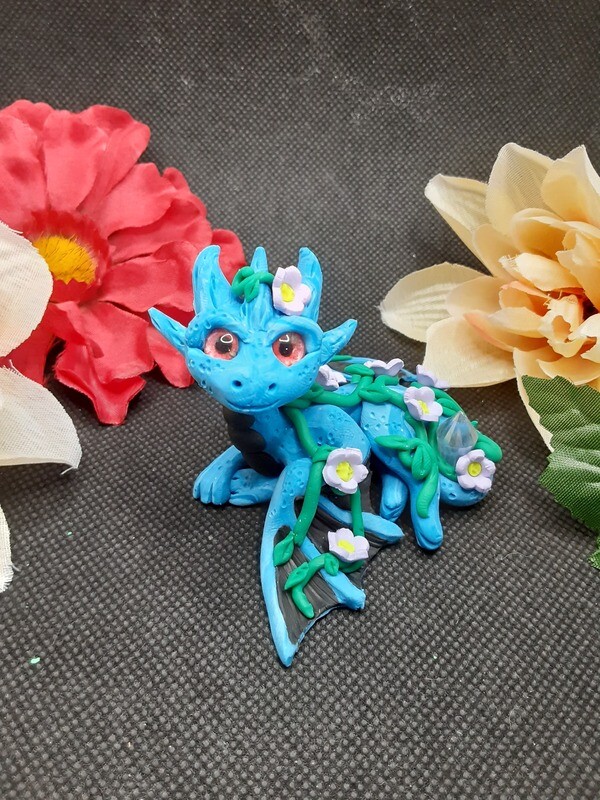 Flower covered dragon (blue scale)
