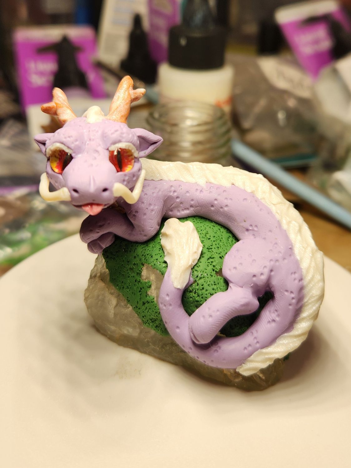 Eastern dragon on crystal shard