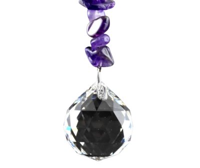 Crystal Sphere Suncatcher With Amethyst Chips