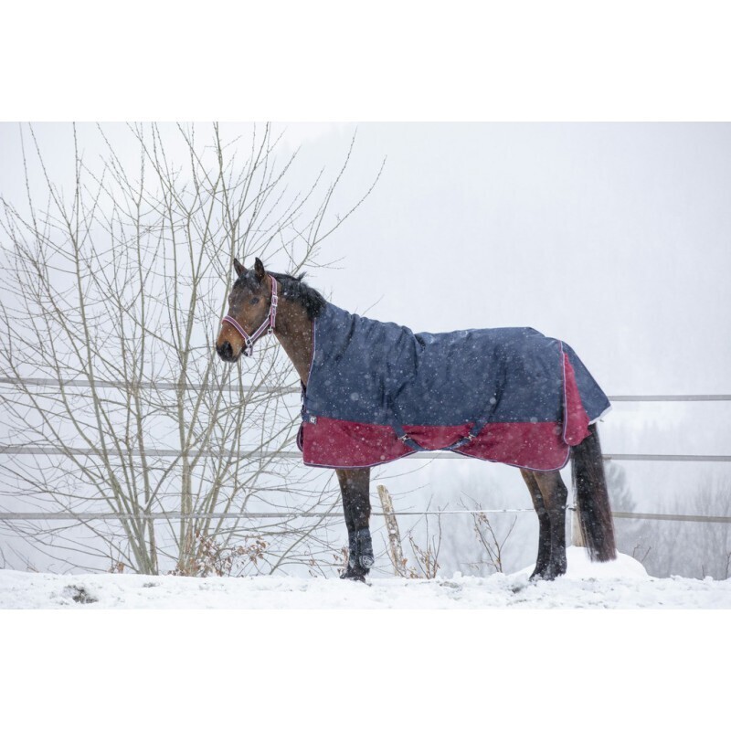 EQUITHÈME „TYREX 1200 D“, High Neck Decke, 50 g, marineblau/bordaux, Gr. 155