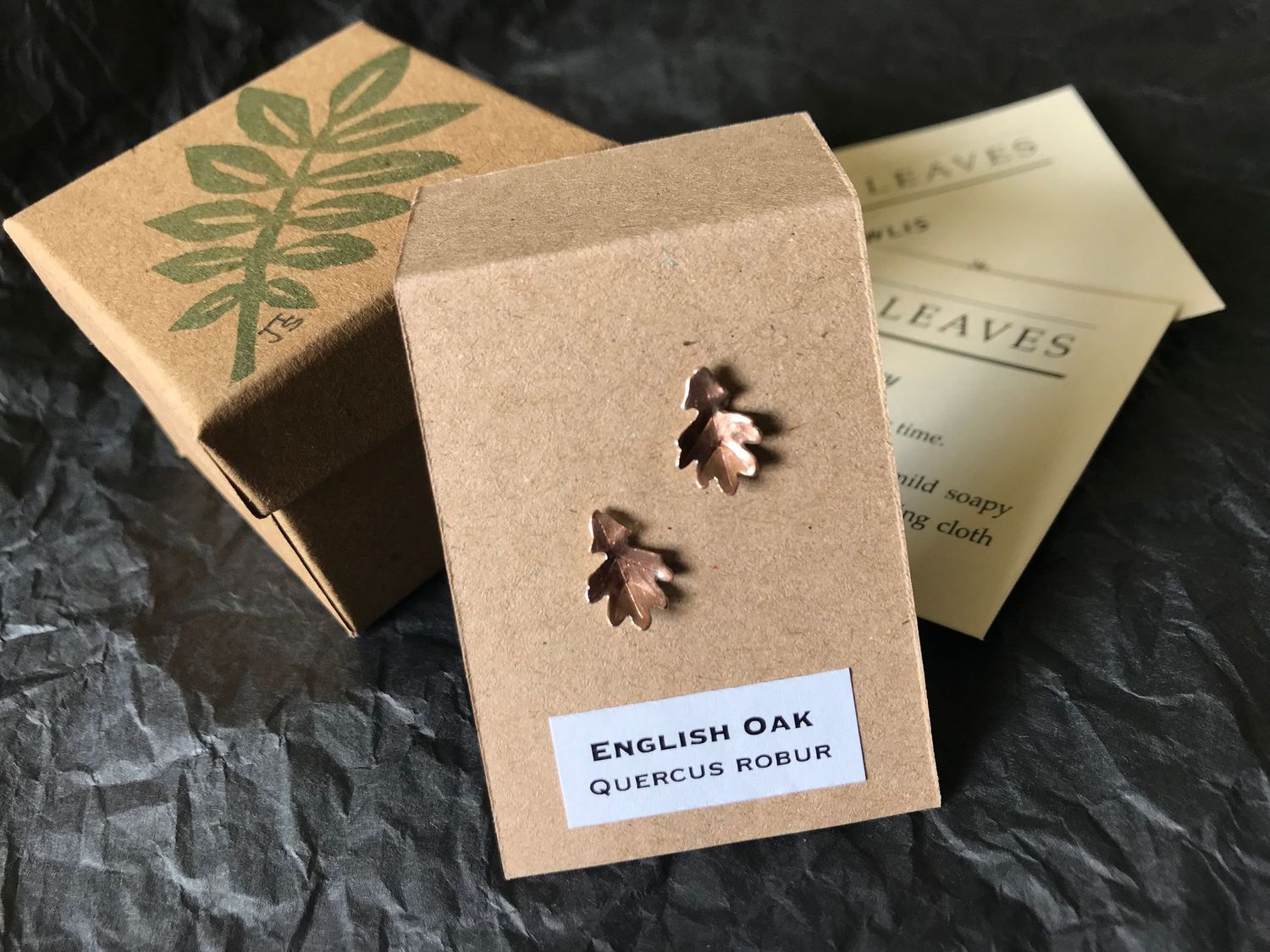 English Oak Ear Studs (Smaller leaf) -