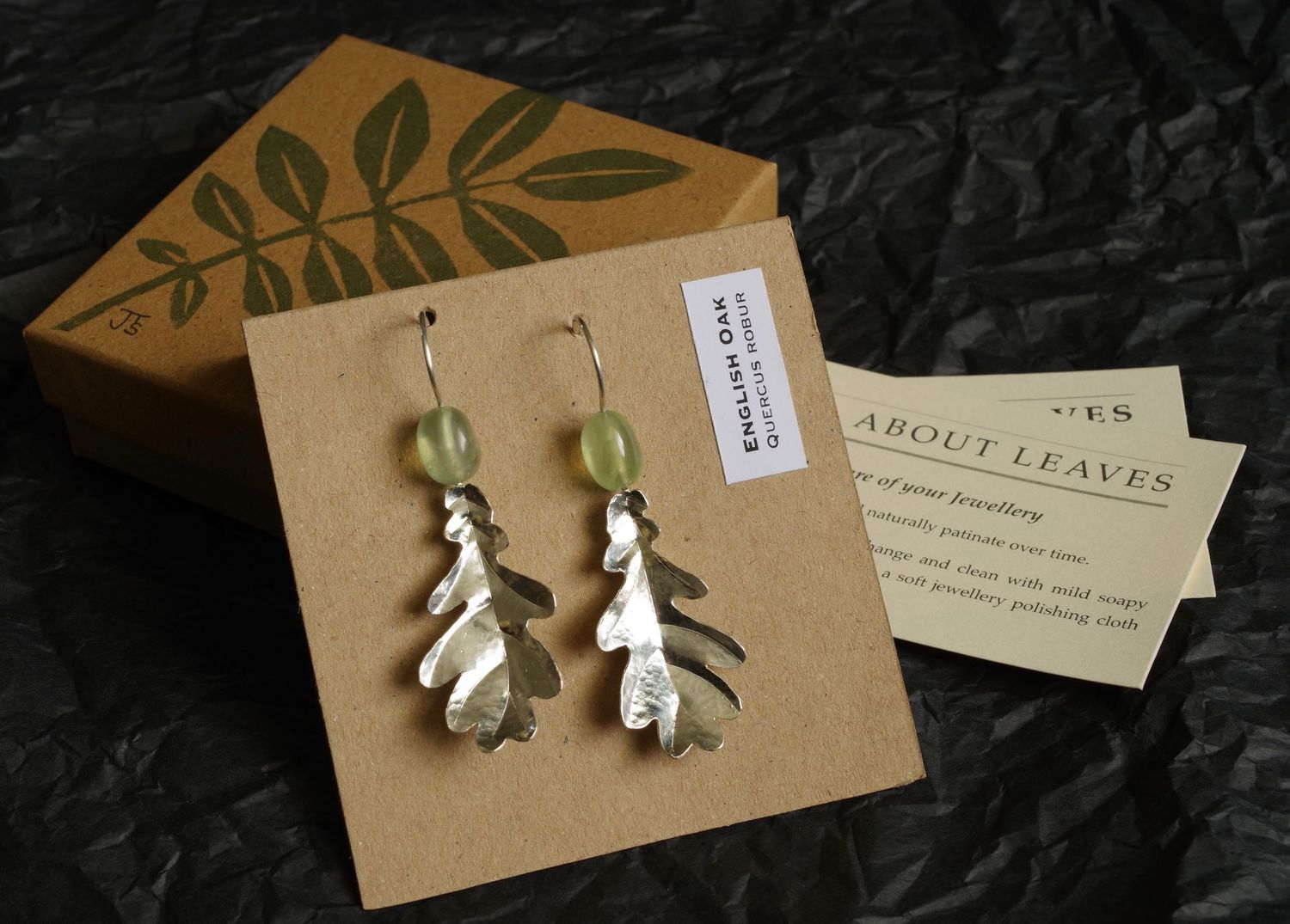 English Oak and Prehnite Earrings