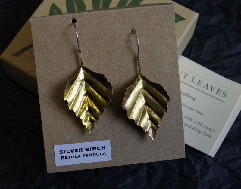 Silver Birch Leaf Earrings