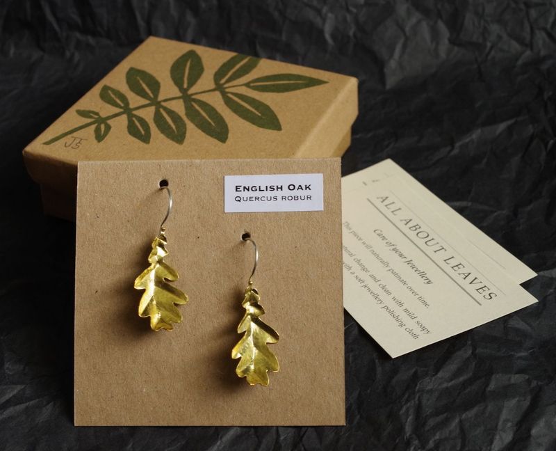 English Oak - Brass Earrings (Smaller size)