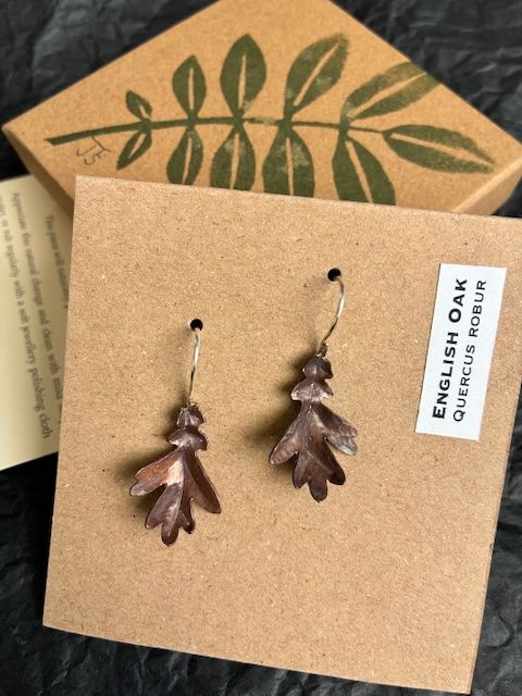 English Oak - Copper Earrings - small