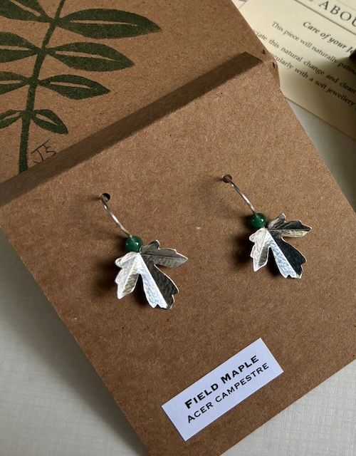 Field Maple Earrings - small- Jade Bead RESERVED