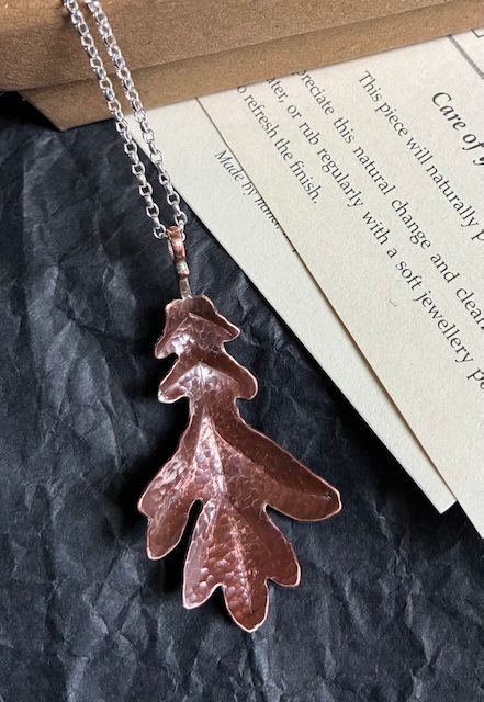 English Oak - Rustic Copper leaf - necklace RESERVED English Oak - Rustic Copper leaf - necklace RESERVED