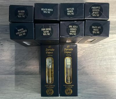 ?EL DERADO 1g, 1000mg CANNABIS VAPE CARTS 510 REFILLABLE, 97% HIGH STRENGTH POWER & FLAVOURS??????