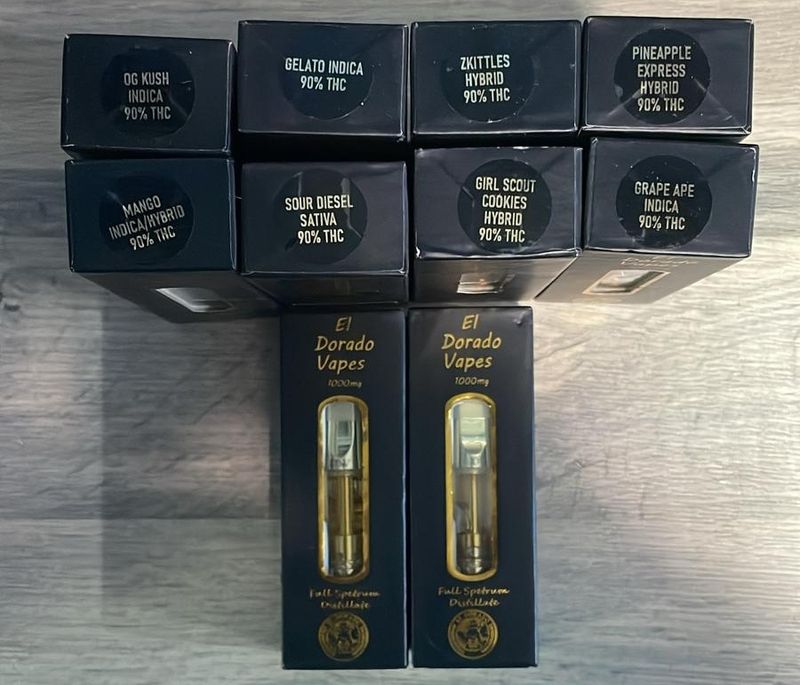 ?EL DERADO 1g, 1000mg CANNABIS VAPE CARTS 510 REFILLABLE, 97% HIGH STRENGTH POWER & FLAVOURS??????